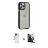 MARSİLYAN™- iPhone 12 Pro Max Kılıf Eksen Doku Prime - Şeffaf Temperli Cam Ekran Koruyucu + Shine Kamera Lens - GD
