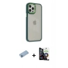 MARSİLYAN™- iPhone 12 Pro Max Kılıf Eksen Doku Prime - Şeffaf Temperli Cam Ekran Koruyucu + Shine Kamera Lens Koruma Cam - MI