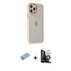 MARSİLYAN™- iPhone 12 Pro Max Kılıf Eksen Doku Prime - Şeffaf Temperli Cam Ekran Koruyucu + Shine Kamera Lens Koruma Cam - MI