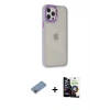 MARSİLYAN™- iPhone 12 Pro Max Kılıf Eksen Doku Prime - Şeffaf Temperli Cam Ekran Koruyucu + Shine Kamera Lens Koruma Cam - PE
