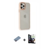 MARSİLYAN™- iPhone 12 Pro Max Kılıf Eksen Doku Prime - Şeffaf Temperli Cam Ekran Koruyucu + Shine Kamera Lens Koruma Cam - PE