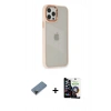 MARSİLYAN™- iPhone 12 Pro Max Kılıf Eksen Doku Prime - Şeffaf Temperli Cam Ekran Koruyucu + Siyah Shine Kamera Lens Koruma Cam