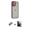 MARSİLYAN™- iPhone 12 Pro Max Kılıf Eksen Doku Prime - Şeffaf Temperli Cam Ekran Koruyucu + Siyah Shine Kamera Lens Koruma Cam