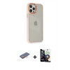 MARSİLYAN™- iPhone 12 Pro Max Kılıf Eksen Doku Prime - Şeffaf Temperli Cam Ekran Koruyucu + Renkli Kamera Lens Koruma Cam - TU