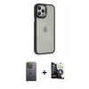 MARSİLYAN™- iPhone 12 Pro Max Kılıf Eksen Doku Prime - Şeffaf Temperli Cam Ekran Koruyucu + Neon Fosforlu Kamera Lens - YL