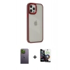 MARSİLYAN™- iPhone 12 Pro Max Kılıf Eksen Doku Prime - Şeffaf Temperli Cam Ekran Koruyucu + Neon Fosforlu Kamera Lens - YL