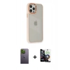 MARSİLYAN™- iPhone 12 Pro Max Kılıf Eksen Doku Prime - Şeffaf Temperli Cam Ekran Koruyucu + Neon Fosforlu Kamera Lens - YL
