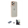 MARSİLYAN™- iPhone 12 Pro Max Kılıf Eksen Doku Prime - Şeffaf Temperli Cam Ekran Koruyucu + Yeşil Renkli Kamera Lens Koruma Cam