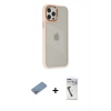 MARSİLYAN™- iPhone 12 Pro Max Kılıf Eksen Doku Prime - Şeffaf Uv Polymer Nano Ekran Koruyucu + Shine Kamera Lens Koruma Cam - GS