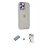 MARSİLYAN™- iPhone 12 Pro Max Kılıf Eksen Doku Prime - Şeffaf Uv Polymer Nano Ekran Koruyucu + Shine Kamera Lens Koruma Cam - GS