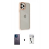 MARSİLYAN™- iPhone 12 Pro Max Kılıf Eksen Doku Prime - Şeffaf Uv Polymer Nano Ekran Koruyucu + Neon Fosforlu Kamera Lens - MI
