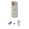 MARSİLYAN™- iPhone 12 Pro Max Kılıf Eksen Doku Prime - Şeffaf Uv Polymer Nano Ekran Koruyucu + Metal Kamera Lens Koruma Cam - GD