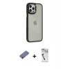 MARSİLYAN™- iPhone 12 Pro Max Kılıf Eksen Doku Prime - Şeffaf Uv Polymer Nano Ekran Koruyucu + Metal Kamera Lens Koruma Cam - GD