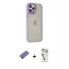 MARSİLYAN™- iPhone 12 Pro Max Kılıf Eksen Doku Prime - Şeffaf Uv Polymer Nano Ekran Koruyucu + Metal Kamera Lens Koruma Cam - GD