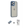 MARSİLYAN™- iPhone 12 Pro Max Kılıf Eksen Doku Prime - Şeffaf Uv Polymer Nano Ekran Koruyucu + Metal Kamera Lens Koruma Cam - KI