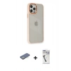 MARSİLYAN™- iPhone 12 Pro Max Kılıf Eksen Doku Prime - Şeffaf Uv Polymer Nano Ekran Koruyucu + Renkli Kamera Lens Koruma Cam - YL
