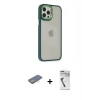 MARSİLYAN™- iPhone 12 Pro Max Kılıf Eksen Doku Prime - Şeffaf Uv Polymer Nano Ekran Koruyucu + Renkli Kamera Lens Koruma Cam - SI