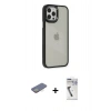 MARSİLYAN™- iPhone 12 Pro Max Kılıf Eksen Doku Prime - Şeffaf Uv Polymer Nano Ekran Koruyucu + Renkli Kamera Lens Koruma Cam - SI