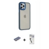 MARSİLYAN™- iPhone 12 Pro Max Kılıf Eksen Doku Prime - Şeffaf Uv Polymer Nano Ekran Koruyucu + Renkli Kamera Lens Koruma Cam - MI