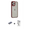 MARSİLYAN™- iPhone 12 Pro Max Kılıf Eksen Doku Prime - Şeffaf Uv Polymer Nano Ekran Koruyucu + Renkli Kamera Lens Koruma Cam - SI