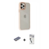 MARSİLYAN™- iPhone 12 Pro Max Kılıf Eksen Doku Prime - Şeffaf Uv Polymer Nano Ekran Koruyucu + Renkli Kamera Lens Koruma Cam - SI