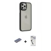 MARSİLYAN™- iPhone 12 Pro Max Kılıf Eksen Doku Prime - Şeffaf Uv Polymer Nano Ekran Koruyucu + Renkli Kamera Lens Koruma Cam - MI
