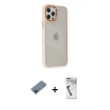MARSİLYAN™- iPhone 12 Pro Max Kılıf Eksen Doku Prime - Şeffaf Uv Polymer Nano Ekran Koruyucu + Shine Kamera Lens Koruma Cam - SH