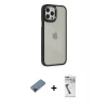 MARSİLYAN™- iPhone 12 Pro Max Kılıf Eksen Doku Prime - Şeffaf Uv Polymer Nano Ekran Koruyucu + Shine Kamera Lens Koruma Cam - SH