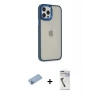 MARSİLYAN™- iPhone 12 Pro Max Kılıf Eksen Doku Prime - Şeffaf Uv Polymer Nano Ekran Koruyucu + Shine Kamera Lens Koruma Cam - MI