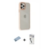 MARSİLYAN™- iPhone 12 Pro Max Kılıf Eksen Doku Prime - Şeffaf Uv Polymer Nano Ekran Koruyucu + Shine Kamera Lens Koruma Cam - MI