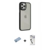 MARSİLYAN™- iPhone 12 Pro Max Kılıf Eksen Doku Prime - Şeffaf Uv Polymer Nano Ekran Koruyucu + Shine Kamera Lens Koruma Cam - MI
