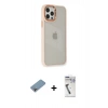 MARSİLYAN™- iPhone 12 Pro Max Kılıf Eksen Doku Prime - Şeffaf Uv Polymer Nano Ekran Koruyucu + Shine Kamera Lens Koruma Cam - GI