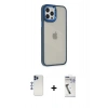 MARSİLYAN™- iPhone 12 Pro Max Kılıf Eksen Doku Prime - Şeffaf Uv Polymer Nano Ekran Koruyucu + Shine Kamera Lens - LT