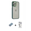MARSİLYAN™- iPhone 12 Pro Max Kılıf Eksen Doku Prime - Şeffaf Uv Polymer Nano Ekran Koruyucu + Shine Kamera Lens Koruma Cam - GI