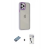 MARSİLYAN™- iPhone 12 Pro Max Kılıf Eksen Doku Prime - Şeffaf Uv Polymer Nano Ekran Koruyucu + Shine Kamera Lens Koruma Cam - GI