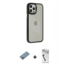 MARSİLYAN™- iPhone 12 Pro Max Kılıf Eksen Doku Prime - Şeffaf Uv Polymer Nano Ekran Koruyucu + Shine Kamera Lens Koruma Cam - GI