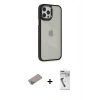 MARSİLYAN™- iPhone 12 Pro Max Kılıf Eksen Doku Prime - Şeffaf Uv Polymer Nano Ekran Koruyucu + Shine Kamera Lens Koruma Cam - SABE