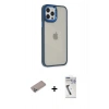 MARSİLYAN™- iPhone 12 Pro Max Kılıf Eksen Doku Prime - Şeffaf Uv Polymer Nano Ekran Koruyucu + Shine Kamera Lens Koruma Cam - SABE
