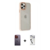 MARSİLYAN™- iPhone 12 Pro Max Kılıf Eksen Doku Prime - Şeffaf Uv Polymer Nano Ekran Koruyucu + Neon Fosforlu Kamera Lens - TU