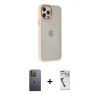 MARSİLYAN™- iPhone 12 Pro Max Kılıf Eksen Doku Prime - Şeffaf Uv Polymer Nano Ekran Koruyucu + Yeşil Neon Fosforlu Kamera Lens