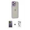 MARSİLYAN™- iPhone 12 Pro Max Kılıf Eksen Doku Prime - Şeffaf Uv Polymer Nano Ekran Koruyucu + Yeşil Neon Fosforlu Kamera Lens