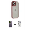 MARSİLYAN™- iPhone 12 Pro Max Kılıf Eksen Doku Prime - Şeffaf Uv Polymer Nano Ekran Koruyucu + Yeşil Neon Fosforlu Kamera Lens
