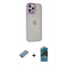 MARSİLYAN™- iPhone 12 Pro Max Kılıf Eksen Doku Prime - Siyah 18D Cam Ekran Koruyucu + Shine Kamera Lens Koruma Cam - GI