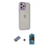 MARSİLYAN™- iPhone 12 Pro Max Kılıf Eksen Doku Prime - Siyah 18D Cam Ekran Koruyucu + Gold Metal Kamera Lens Koruma Cam