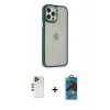 MARSİLYAN™- iPhone 12 Pro Max Kılıf Eksen Doku Prime - Siyah 18D Cam Ekran Koruyucu + Shine Kamera Lens - GD