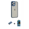 MARSİLYAN™- iPhone 12 Pro Max Kılıf Eksen Doku Prime - Siyah 18D Cam Ekran Koruyucu + Shine Kamera Lens Koruma Cam - GD