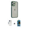 MARSİLYAN™- iPhone 12 Pro Max Kılıf Eksen Doku Prime - Siyah 18D Cam Ekran Koruyucu + Shine Kamera Lens - LT