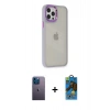 MARSİLYAN™- iPhone 12 Pro Max Kılıf Eksen Doku Prime - Siyah 18D Cam Ekran Koruyucu + Neon Fosforlu Kamera Lens - MI