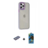 MARSİLYAN™- iPhone 12 Pro Max Kılıf Eksen Doku Prime - Siyah 18D Cam Ekran Koruyucu + Pembe Renkli Kamera Lens Koruma Cam