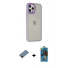MARSİLYAN™- iPhone 12 Pro Max Kılıf Eksen Doku Prime - Siyah 18D Cam Ekran Koruyucu + Shine Kamera Lens Koruma Cam - SH